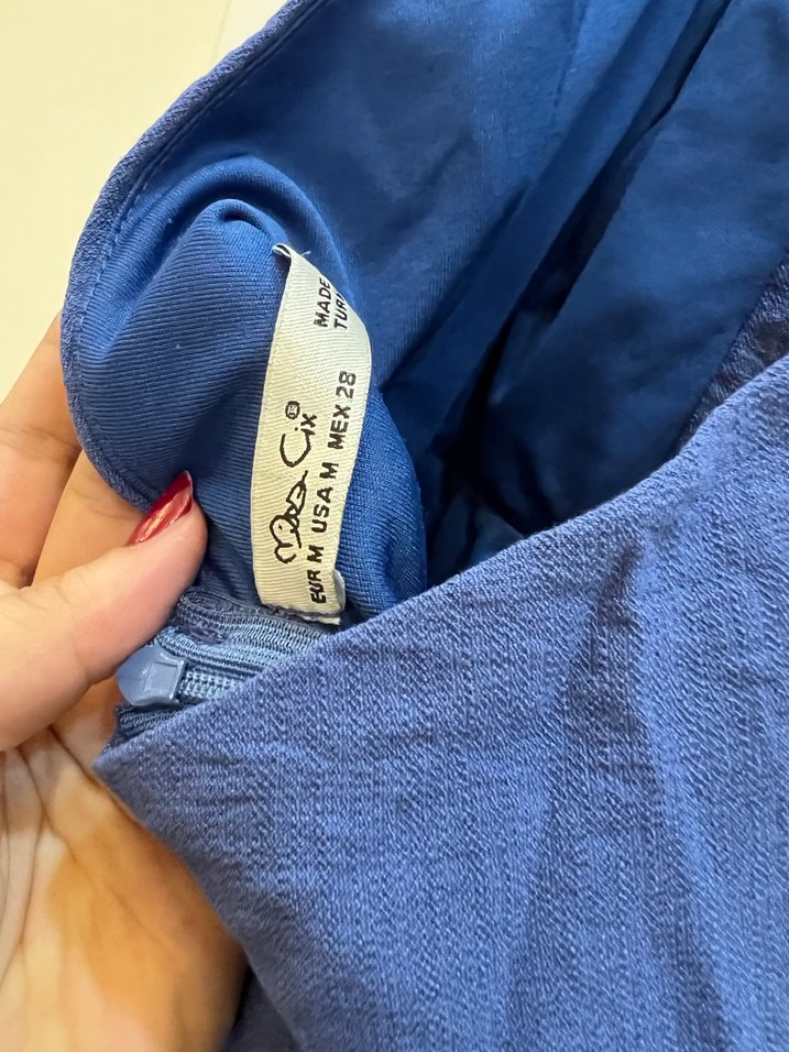 Lacivert Keten Midi Kadın Tulum - Görsel 3