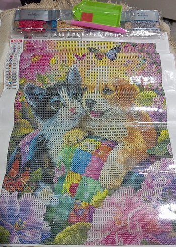 Renkli Kedi ve Köpek Temalı elmas boyama