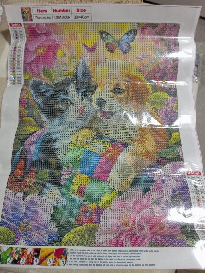 Renkli Kedi ve Köpek Temalı  elmas boyama - Görsel 2