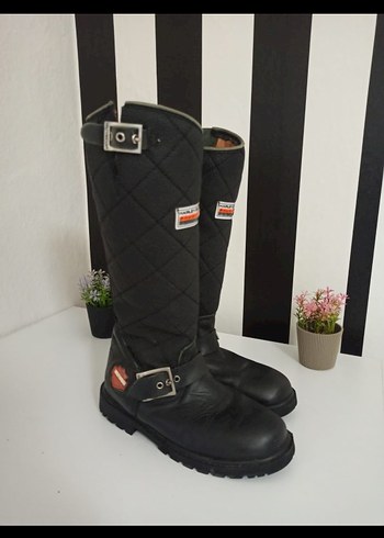 Harley Davidson cocuk Siyah Diz Boyu Biker Çizme