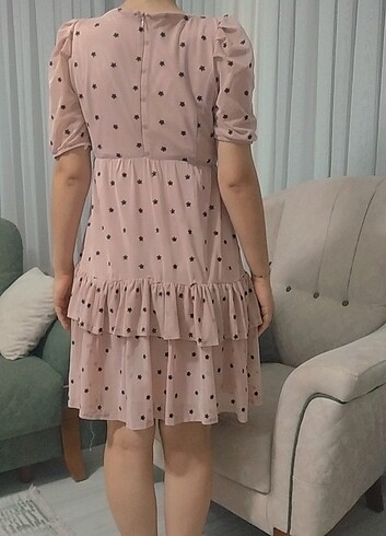 Topshop Kısa pudra pembe elbise