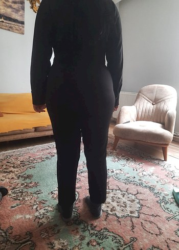 Siyah Kadın Uzun Kollu Tulum - Görsel 7