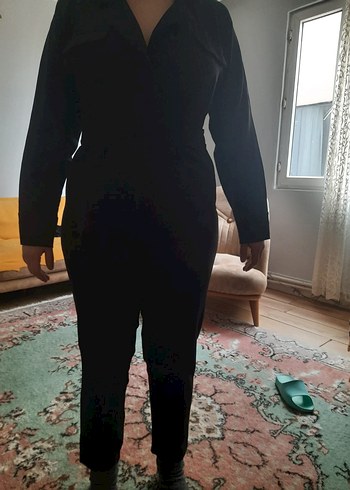 Siyah Kadın Uzun Kollu Tulum - Görsel 5