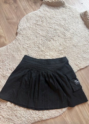 l Beden siyah Renk Siyah Pilili Mini Etek