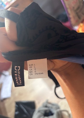 H&M İnce Askılı Siyah Desenli elbise