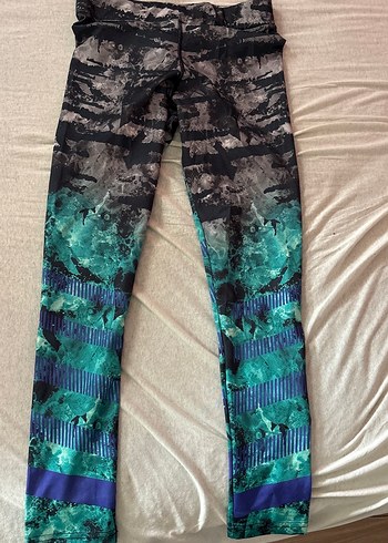 Turkuaz Batik Desenli Uzun Spor Tayt