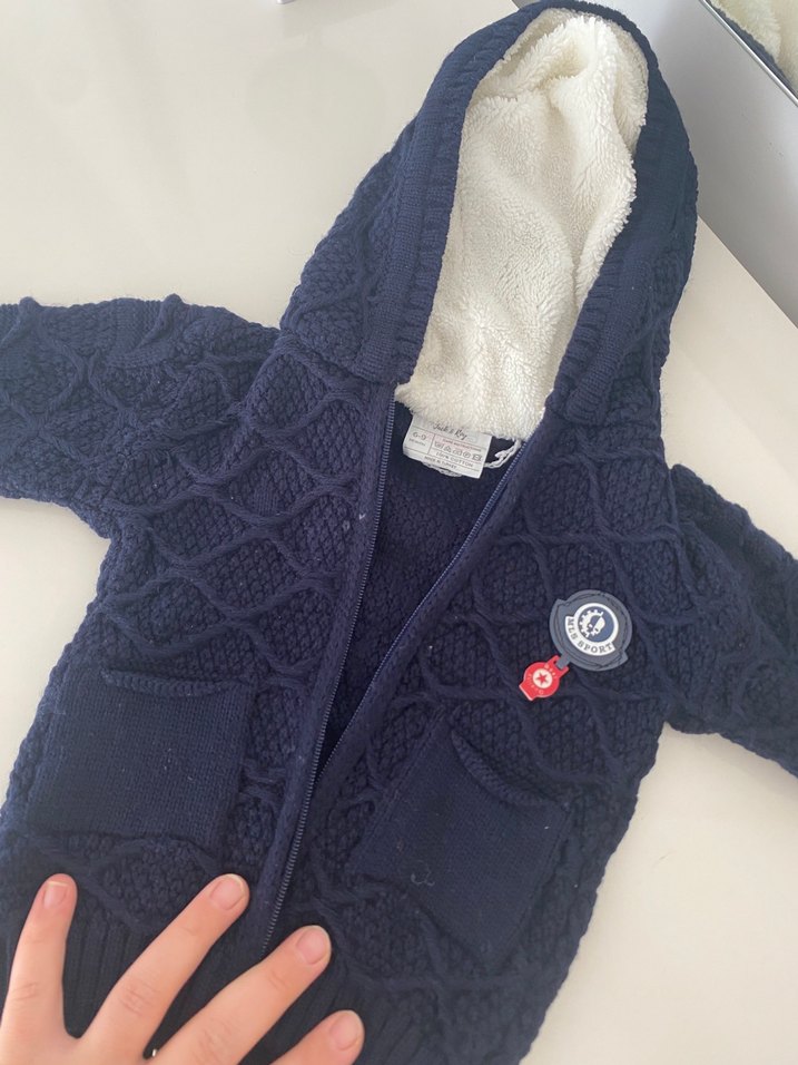 Kapüşonlu Örgü Hırka - Görsel 3