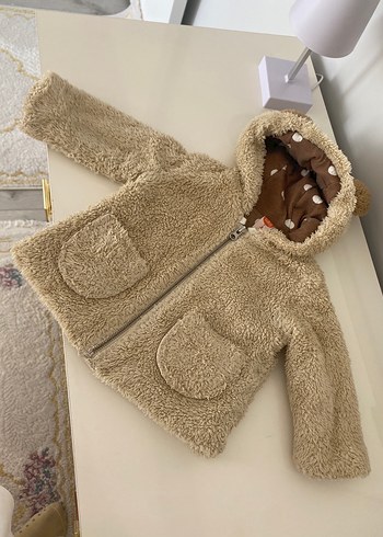 Kapüşonlu Peluş Mont - Görsel 2