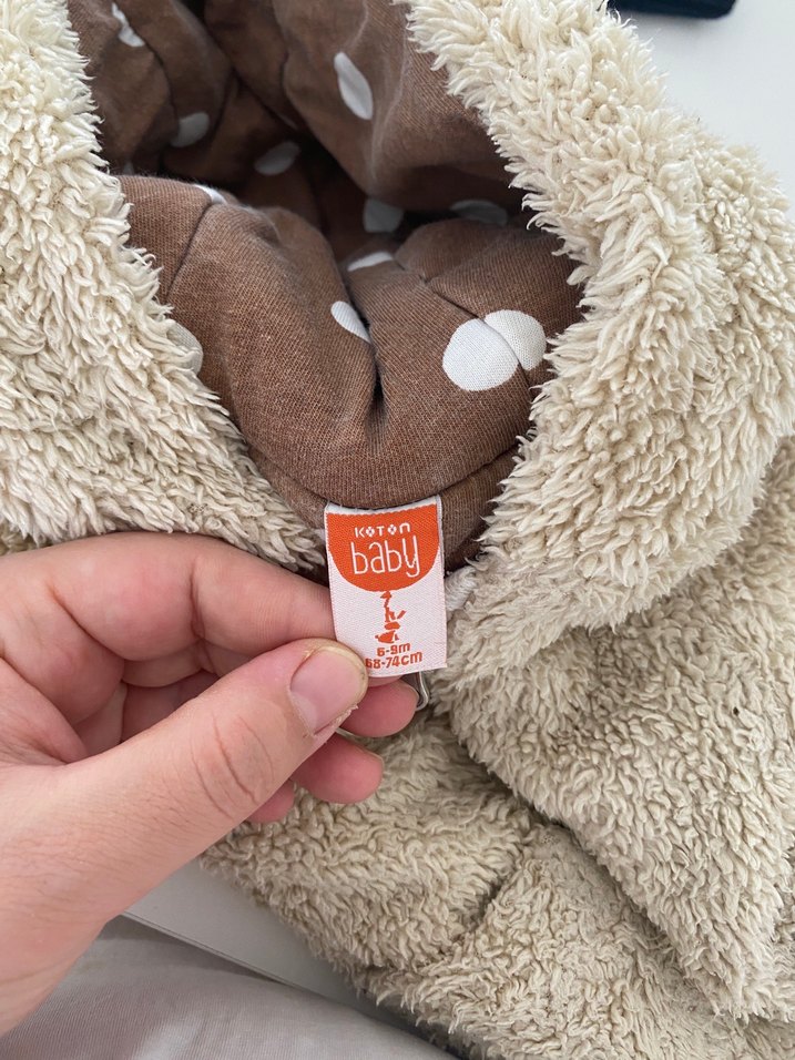 Kapüşonlu Peluş Mont - Görsel 3