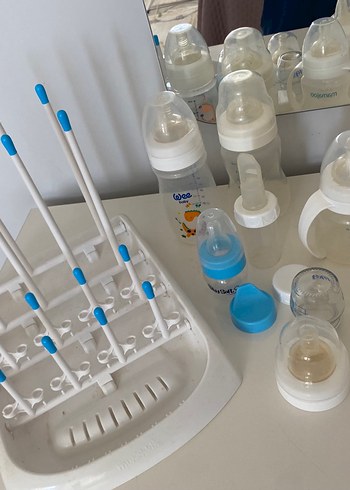 Beyaz Bebek Biberon Seti ve Kurutucu - Görsel 5