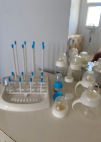 Beyaz Bebek Biberon Seti ve Kurutucu - Görsel 2