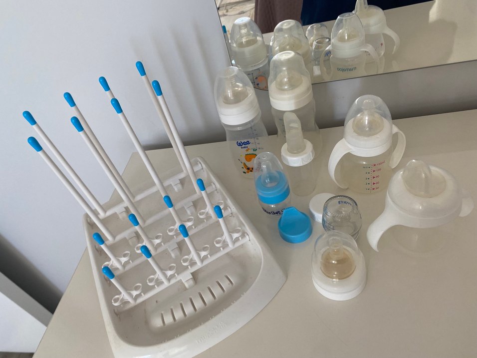 Beyaz Bebek Biberon Seti ve Kurutucu - Görsel 5