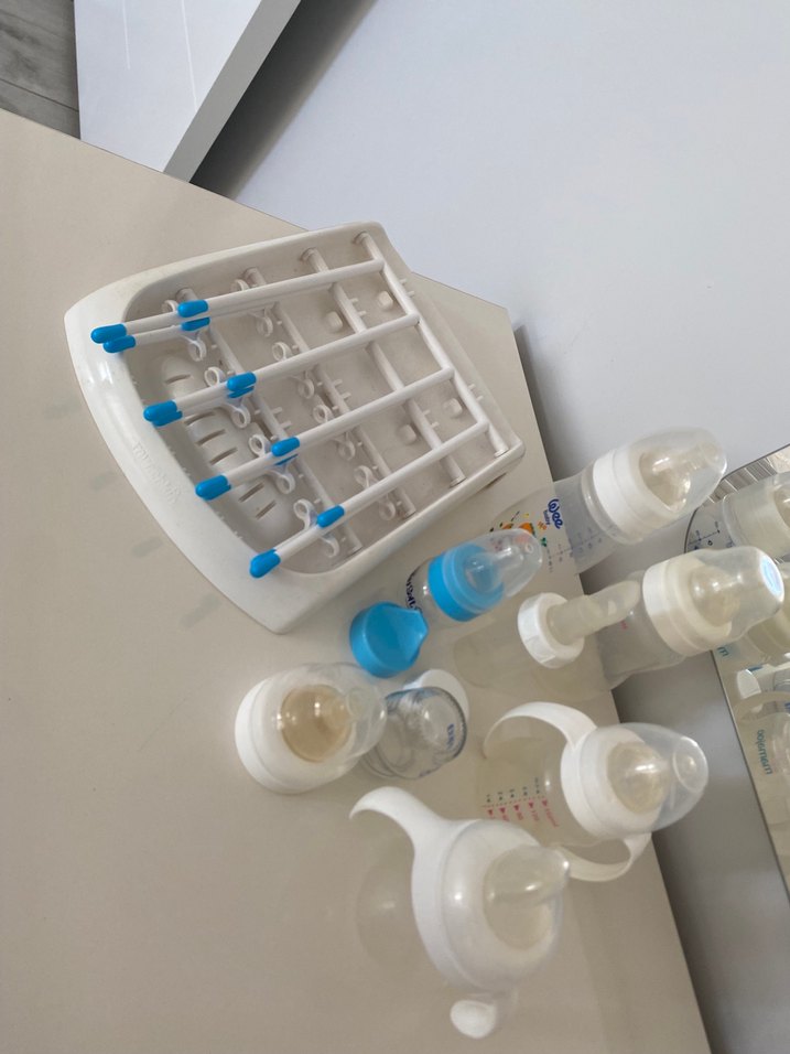 Beyaz Bebek Biberon Seti ve Kurutucu - Görsel 4