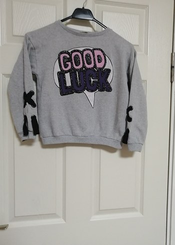 Koton Kız Çocuk Gri Baskılı Triko Sweatshirt