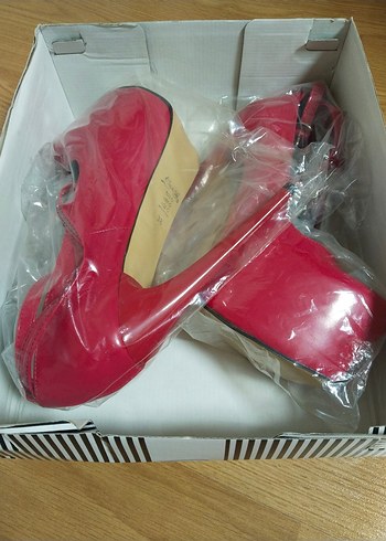 Parlak Kırmızı Stiletto Platform Topuklu - Görsel 6