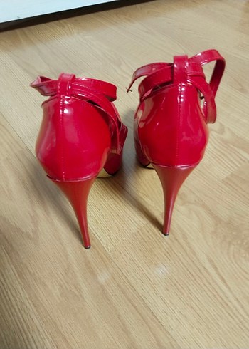 Parlak Kırmızı Stiletto Platform Topuklu - Görsel 4