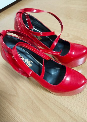 Parlak Kırmızı Stiletto Platform Topuklu - Görsel 3