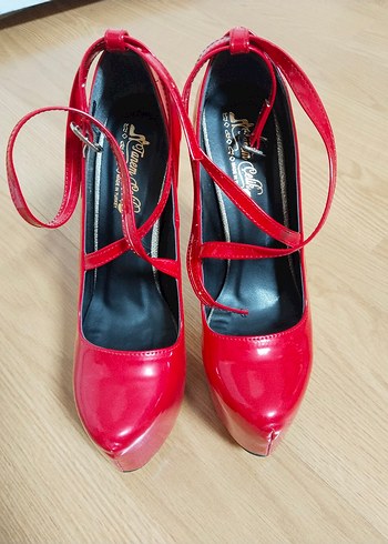 Parlak Kırmızı Stiletto Platform Topuklu - Görsel 9