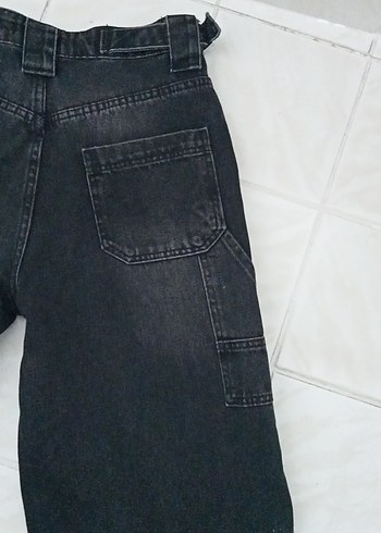 Kemerli Siyah Kadın Bol Kesim Denim Pantolon BAGYY - Görsel 6