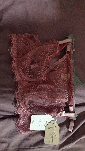 Pembe bralet takım