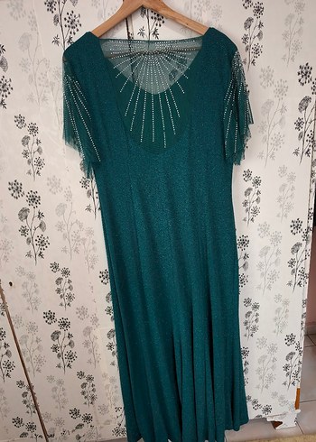 Bohem Tarzı Turkuaz Uzun Abiye Elbise - Görsel 6