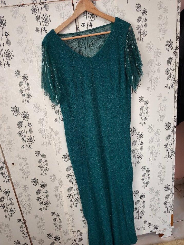 Bohem Tarzı Turkuaz Uzun Abiye Elbise - Görsel 2