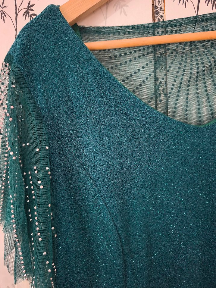 Bohem Tarzı Turkuaz Uzun Abiye Elbise - Görsel 5