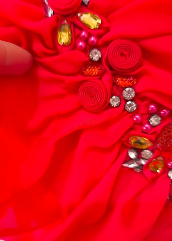 Pembe Drapeli İnce Askılı Uzun Abiye Elbise - Görsel 4