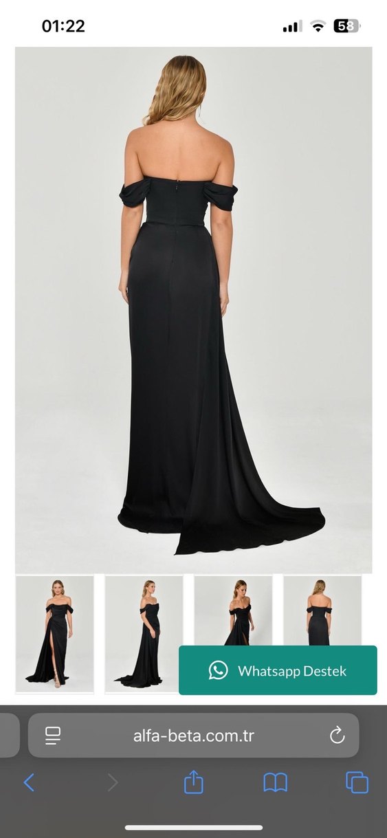 Alfabeta Uzun Siyah Drapeli Abiye Elbise - Görsel 2