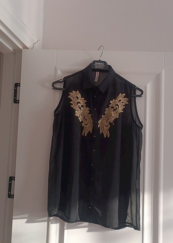 Siyah Şifon Gömlek - Görsel 4