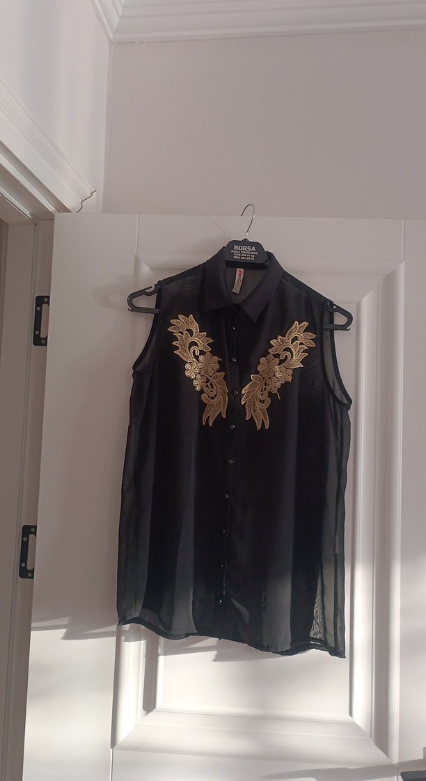 Siyah Şifon Gömlek - Görsel 4