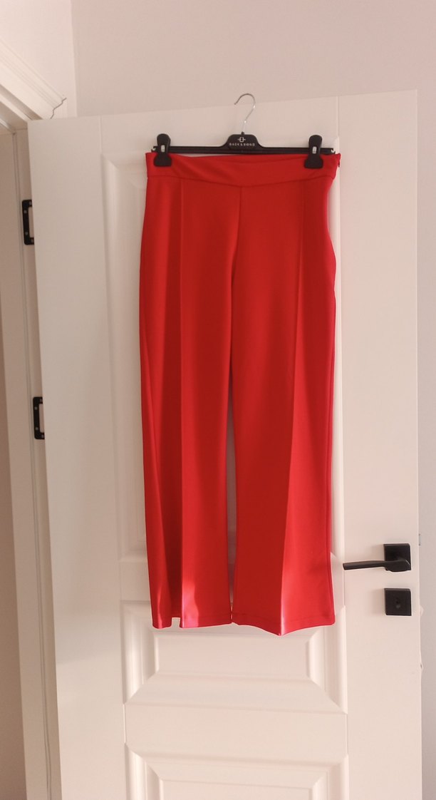 Kadın Kırmızı Uzun Kumaş Pantolon - Görsel 2