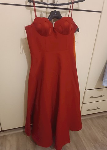KEİKEİ Marka Kırmızı Midi Elbise - Görsel 4