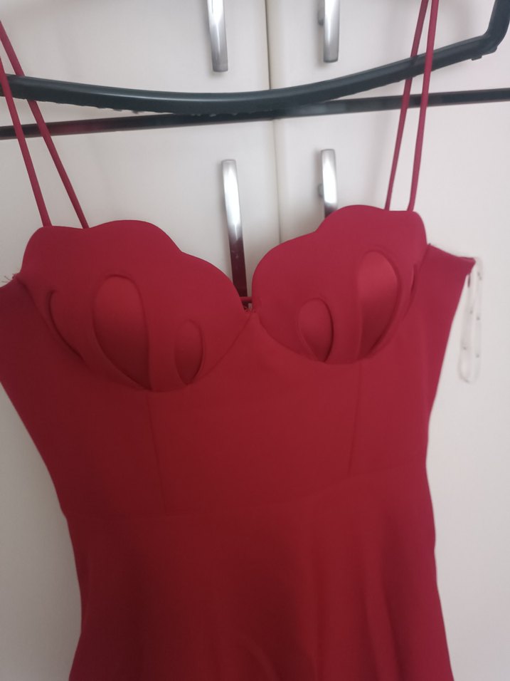 KEİKEİ Marka Kırmızı Midi Elbise - Görsel 2