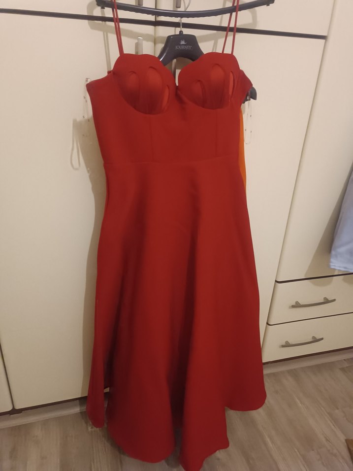 KEİKEİ Marka Kırmızı Midi Elbise - Görsel 4