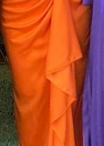 Turuncu Drapeli Uzun Abiye Elbise - Görsel 2