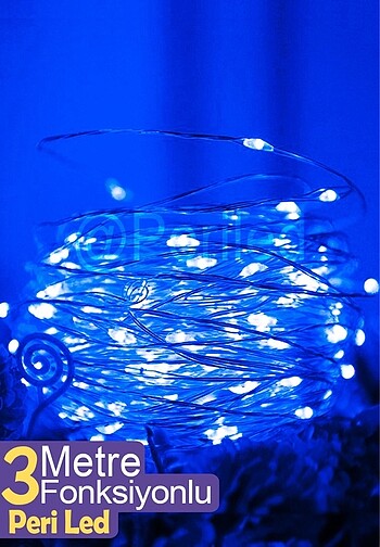 3 Metre Mavi Peri Led - 3 Fonksiyonlu Periled