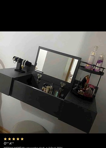 Arnetti Zakkum Makyaj Masası Aynalı 2 Raflı Gri HEDİYE KİTAPLİK - Görsel 3