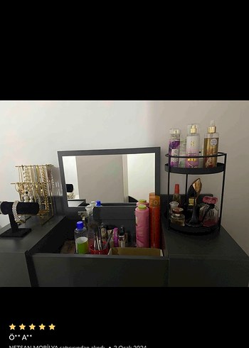 Arnetti Zakkum Makyaj Masası Aynalı 2 Raflı Gri HEDİYE KİTAPLİK - Görsel 2