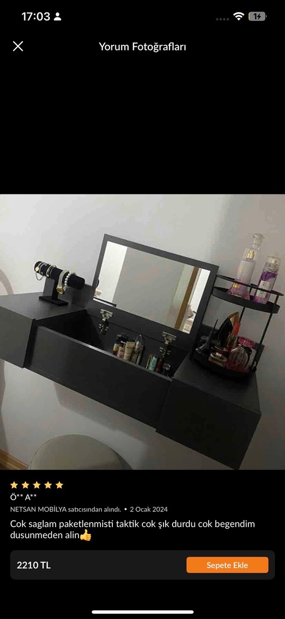 Arnetti Zakkum Makyaj Masası Aynalı 2 Raflı Gri HEDİYE KİTAPLİK - Görsel 3