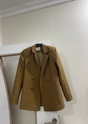 Klasik Kahverengi Düğmeli Kadın Blazer - Görsel 3