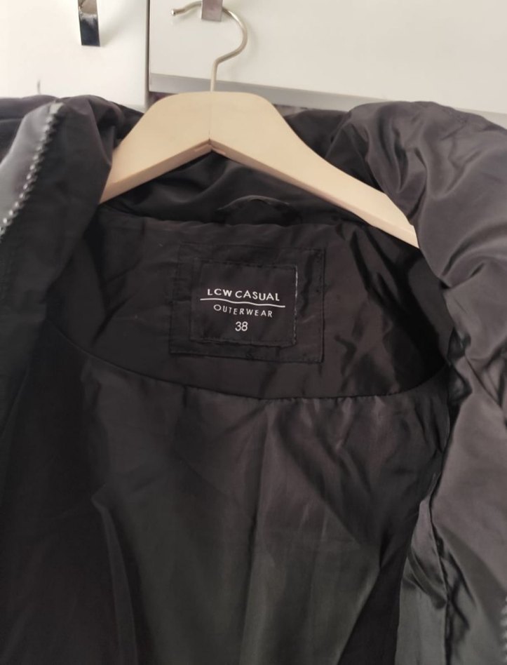 Siyah Uzun Kadın Kışlık Fermuarlı Mont - Görsel 3