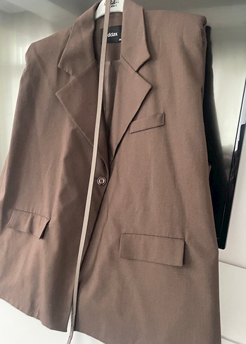 Kahverengi Kolsuz Ofis Blazeri - Görsel 2