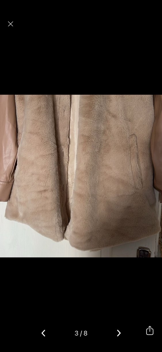 Vizon Kürklü Deri Kadın Ceket - Görsel 2