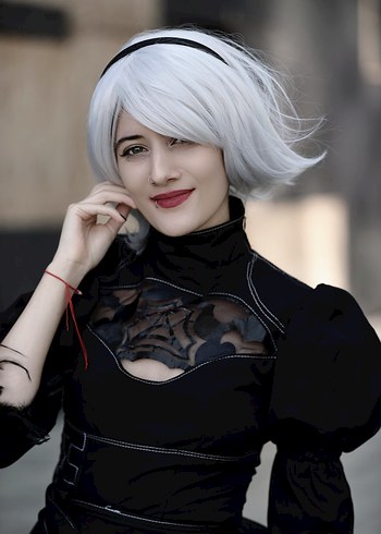 2b cosplay elbise ve peruk - Görsel 2