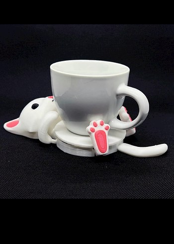 Beyaz Kedi Figürlü bardak altlığı - Görsel 2