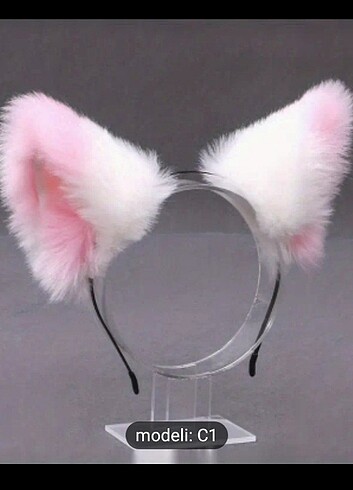 Beyaz pembe kedi kulağı cosplay kulak