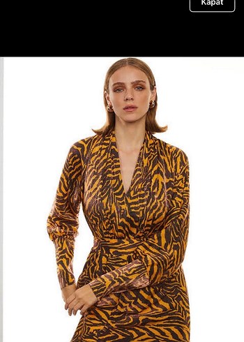 l Beden Nocturne sıfır Zebra Desenli Uzun Kadın Elbise