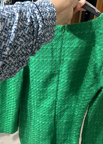 Düğmeli Yeşil Triko Midi Elbise - Görsel 4