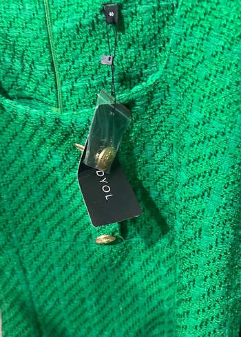 Düğmeli Yeşil Triko Midi Elbise - Görsel 3